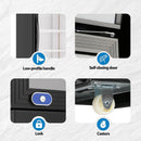 Low-profile handle, self-closing door, door lock, universal wheel
with brake for glass door display merchandiser refrigerator