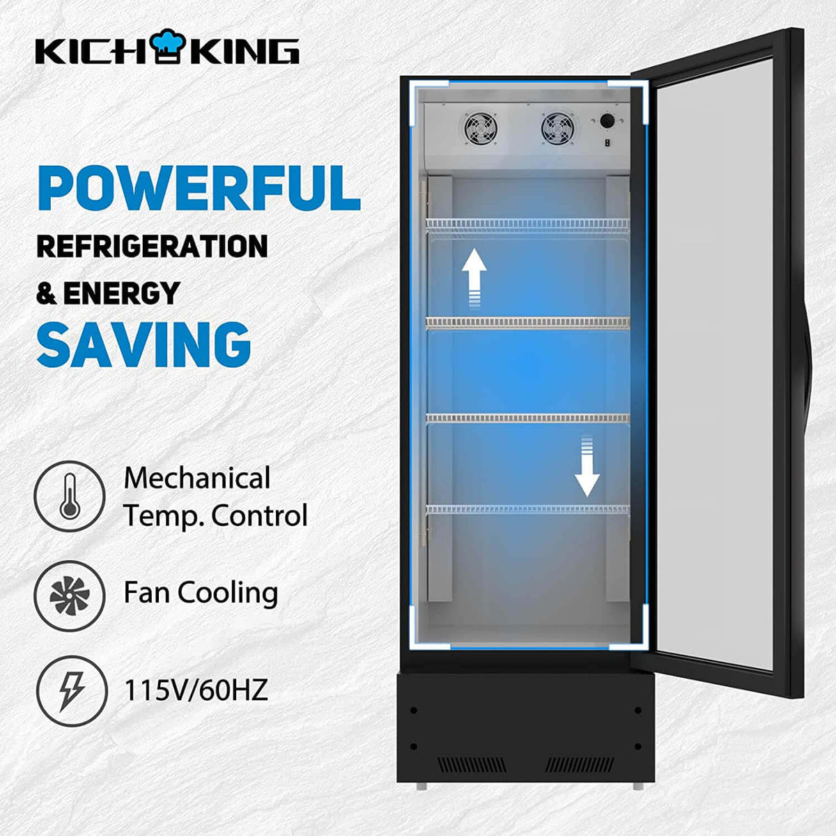 KICHKING 8.0 Cu.ft Merchandiser Refrigerator Silver/Black Swing