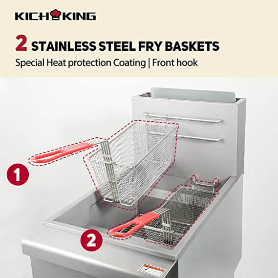 KICHKING Natural Gas Stainless Steel Floor Fryer