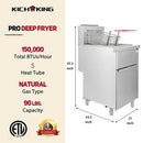 KICHKING 5 Tube Natural Gas 90 lbs  Stainless Steel Floor Fryer - 150,000 BTU