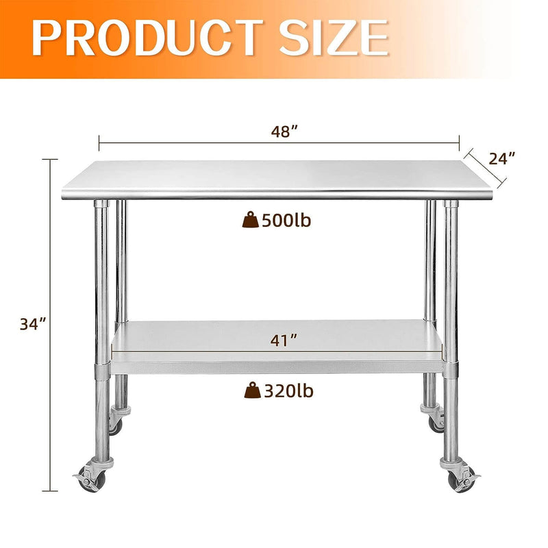 KICHKING Stainless Steel Table for Prep & Work