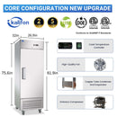 27" W Commercial Refrigerator 1 Solid Door, 23 Cu.ft Reach-in Stainless Steel Refrigerator, Upright Fan Cooling for Restaurant, Bar, Home, Shop (Equip 4 Shelves) Warehouse Shipments