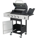 3-Burner Propane Gas BBQ Grill with Side Burner, 37230BTU Output With Enameled Cast Iron Cooking Grids For Outdoor Barbecue, Stainless Steel