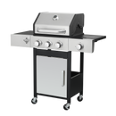 3-Burner Propane Gas BBQ Grill with Side Burner, 37230BTU Output With Enameled Cast Iron Cooking Grids For Outdoor Barbecue, Stainless Steel