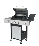 3-Burner Propane Gas BBQ Grill with Side Burner, 37230BTU Output With Enameled Cast Iron Cooking Grids For Outdoor Barbecue, Stainless Steel