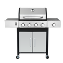 4-Burner Propane Gas BBQ Grill with Side Burner, 46790BTU Output With Enameled Cast Iron Cooking Grids For Outdoor Barbecue, Stainless Steel