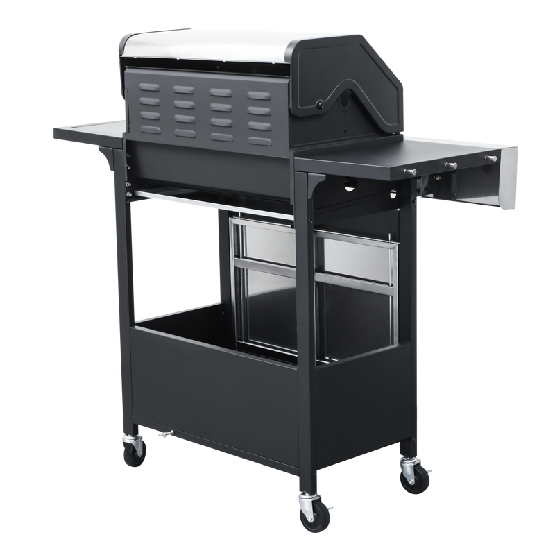 4-Burner Propane Gas BBQ Grill with Side Burner, 46790BTU Output With Enameled Cast Iron Cooking Grids For Outdoor Barbecue, Stainless Steel