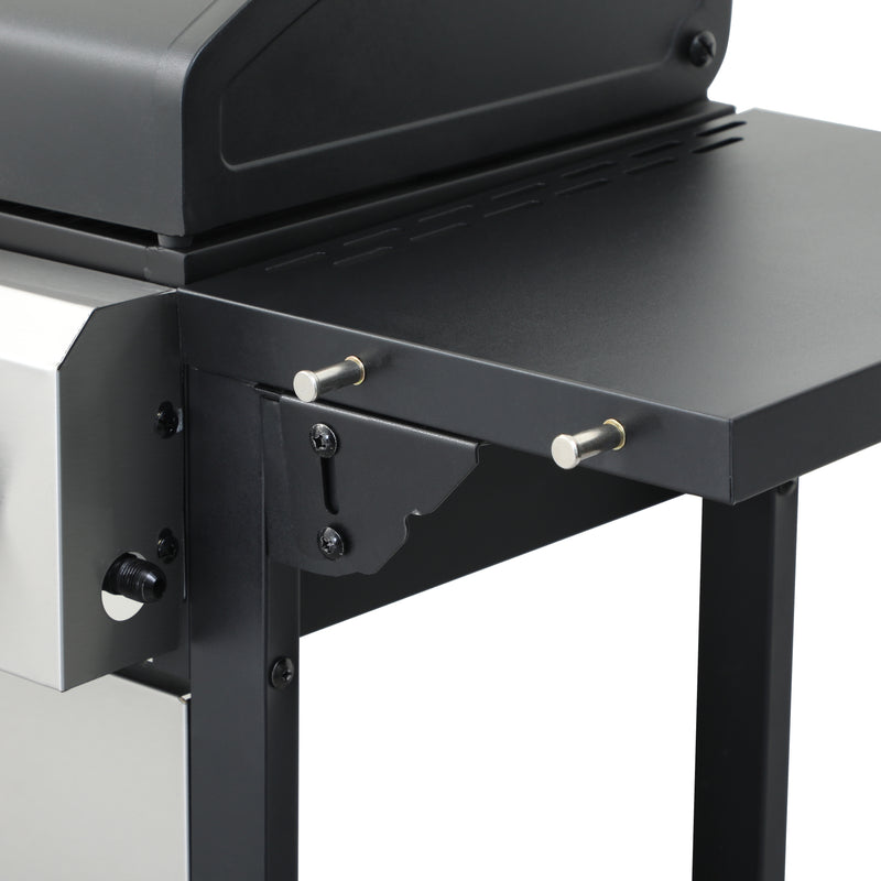 4-Burner Propane Gas BBQ Grill, 34200BTU Output With Wire Enamel Cooking Grids For Outdoor Barbecue, Foldable Side Table, Hanging Basket, Stainless Steel