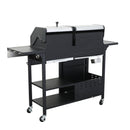 3-Burner Propane Gas BBQ Grill with Side Burner, combined with charcoal grill, 37230BTU Output With Enameled Cast Iron Cooking Grids For Outdoor Barbecue, Stainless Steel