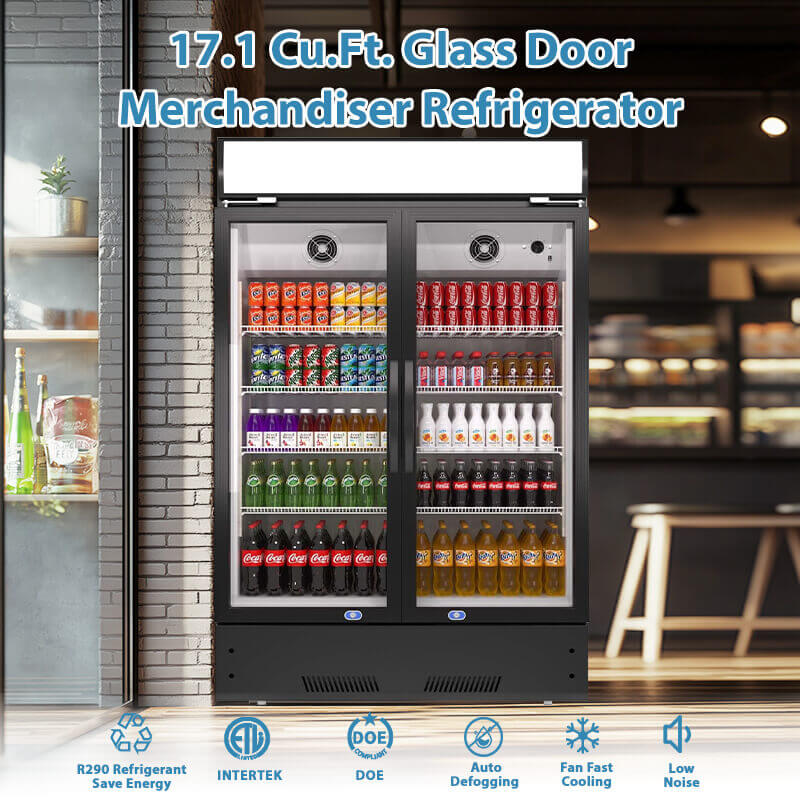 KICHKING 17.1 Cu.ft Merchandiser Refrigerator Black/Silver