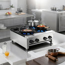 Commercial Gas Stove with 4 Burners, Propane and Natural Gas Countertop Cooking Stove Range, Stainless Steel Gas Hot Plate, Commercial Cooking Equipment for Restaurant, 112,000 BTU