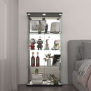 4 Shelf Glass Display Cabinet with Mirrored Back, 2 Glass Doors Curio Cabinet