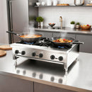 Commercial Gas Stove with 6 Burners, Propane and Natural Gas Countertop Cooking Stove Range, Stainless Steel Gas Hot Plate, Commercial Cooking Equipment for Restaurant, 168,000 BTU
