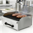 24 Inch Commercial Gas Lava Rock Charbroiler, Stainless Steel Countertop Grill with 2 Burners 56000 BTU, Cast Iron Grates, Restaurant BBQ Broiler, Natural Gas/Propane