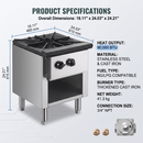 Commercial Gas Stove with Cabinet, Propane and Natural Gas Convertible Countertop Cooking Range, Stainless Steel Gas Burner, Commercial Cooking Equipment for Restaurant & Catering Kitchen, 90,000 BTU