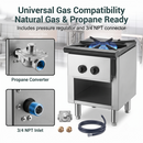 Commercial Gas Stove with Cabinet, Propane and Natural Gas Convertible Countertop Cooking Range, Stainless Steel Gas Burner, Commercial Cooking Equipment for Restaurant & Catering Kitchen, 90,000 BTU