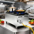 Commercial Gas Stove with 2 Burners, Propane and Natural Gas Countertop Cooking Stove Range, Stainless Steel Gas Hot Plate, Commercial Cooking Equipment for Restaurant, 56,000 BTU