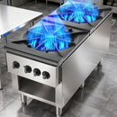 Commercial Gas Stove with 2 Burners, Propane and Natural Gas Countertop Cooking Stove Range, Stainless Steel Gas Hot Plate, Commercial Cooking Equipment for Restaurant, 180,000 BTU