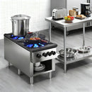 Commercial Gas Stove with 2 Burners, Propane and Natural Gas Countertop Cooking Stove Range, Stainless Steel Gas Hot Plate, Commercial Cooking Equipment for Restaurant, 180,000 BTU