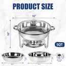 IMACONE 5QT 6 Pack Chafing Dish Buffet Set with Glass Lid, Stainless Steel Round Food Warmer Set for Catering