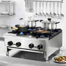 Commercial Gas Stove with 4 Burners, Propane and Natural Gas Countertop Cooking Stove Range, Stainless Steel Gas Hot Plate, Commercial Cooking Equipment for Restaurant, 112,000 BTU