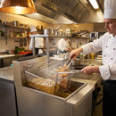 Commercial Gas Deep Fryer, Stainless Steel Free Standing Floor Frye with Baskets 4 Tube 120000 BTU 50LB for Restaurants