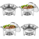 IMACONE Chafing Dish Buffet Set,5Qt 4 Packs Stainless Steel Round Catering Warmer Set with Glass Lid