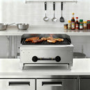 24 Inch Commercial Gas Lava Rock Charbroiler, Stainless Steel Countertop Grill with 2 Burners 56000 BTU, Cast Iron Grates, Restaurant BBQ Broiler, Natural Gas/Propane
