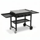 Commercial Griddle on Cart, 36" Heavy Duty Manual Flat Top Griddle, Outdoor Cooking Station with Side Shelves, Steel LPG Gas Griddle, 4-Burners Restaurant Portable Grill - 60,000 BTU