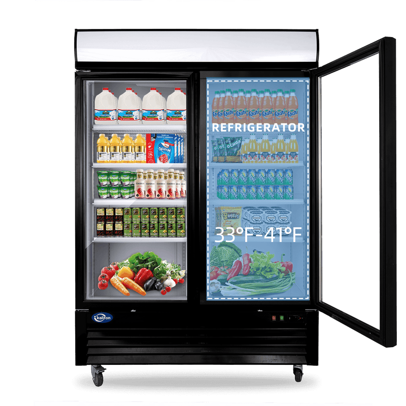 49 Cu. Ft Merchandiser Refrigerator Glass Door Commercial Beverage Refrigerators With LED Light Box