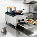 Commercial Gas Stove with 2 Burners, Propane and Natural Gas Countertop Cooking Stove Range, Stainless Steel Gas Hot Plate, Commercial Cooking Equipment for Restaurant, 56,000 BTU