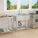 21"D x 36"W x 35.5"H Stainless Steel Large Utility Sink Single Bowl, Freestanding Commercial Restaurant Sink with Pull-Out Faucet, Utility Sink for Laundry Room, Garage, Kitchen