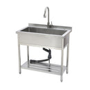 21"D x 36"W x 35.5"H Stainless Steel Large Utility Sink Single Bowl, Freestanding Commercial Restaurant Sink with Pull-Out Faucet, Utility Sink for Laundry Room, Garage, Kitchen