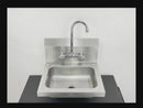 Wall Mounted Hand Sink with Faucet ,Side and Backsplash -17" x 15"