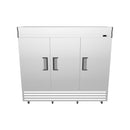 KICHKING 72"W Commercial Reach-in Refrigerator - Three Section Solid Door Stainless Steel Refrigerator