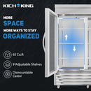 KICHKING 72"W Commercial Reach-in Refrigerator - Three Section Solid Door Stainless Steel Refrigerator