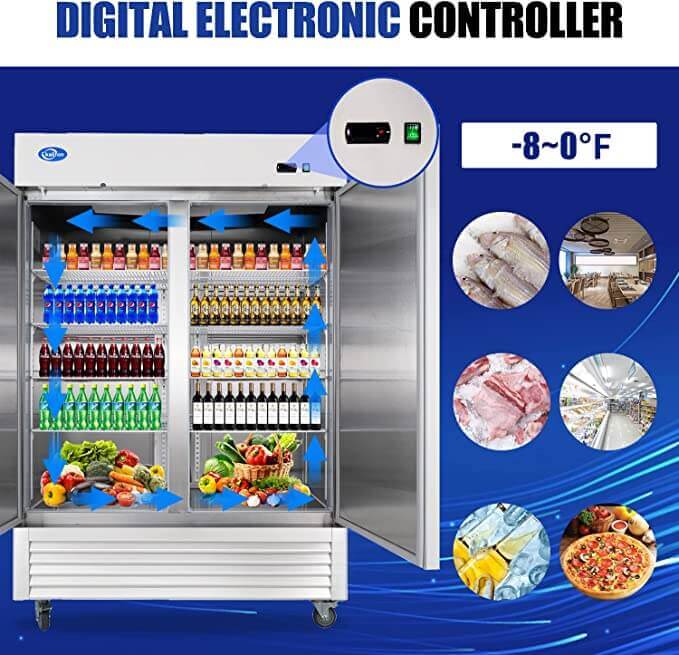Double Door Stainless Steel Reach-In Freezer 49 cu.ft. /1220 Liter