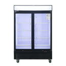 Kichking Double Glass Door Black Painted Steel Reach-In Refrigerator 43 cu.ft.