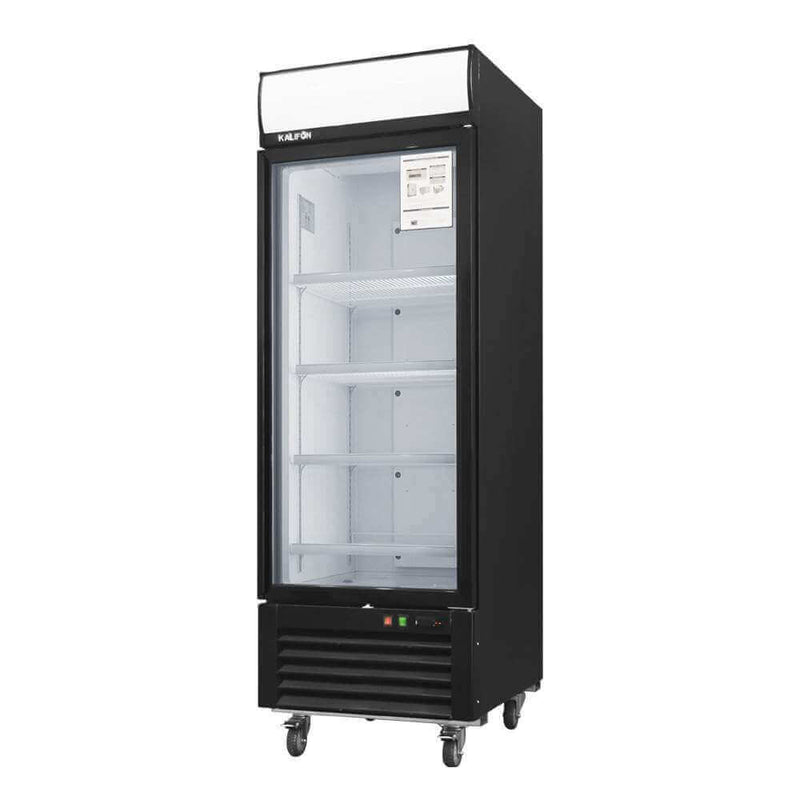 Kichking Single Glass Door Black Painted Steel Reach-In Refrigerator 20 cu.ft.