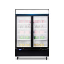 Kichking Double Glass Door Black Painted Steel Reach-In Refrigerator 43 cu.ft.