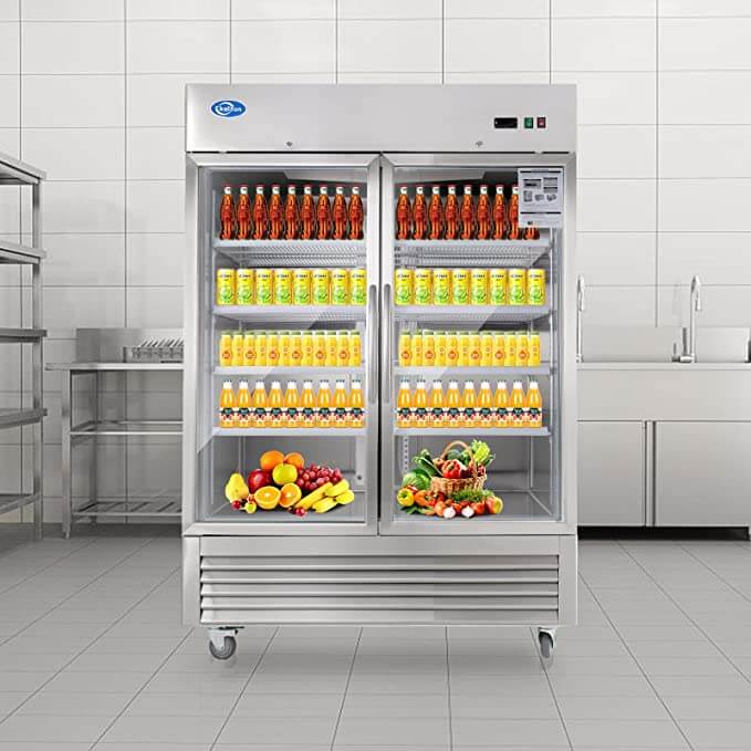 Double Glass Door Stainless Steel Reach-In Refrigerator 43 cu.ft.