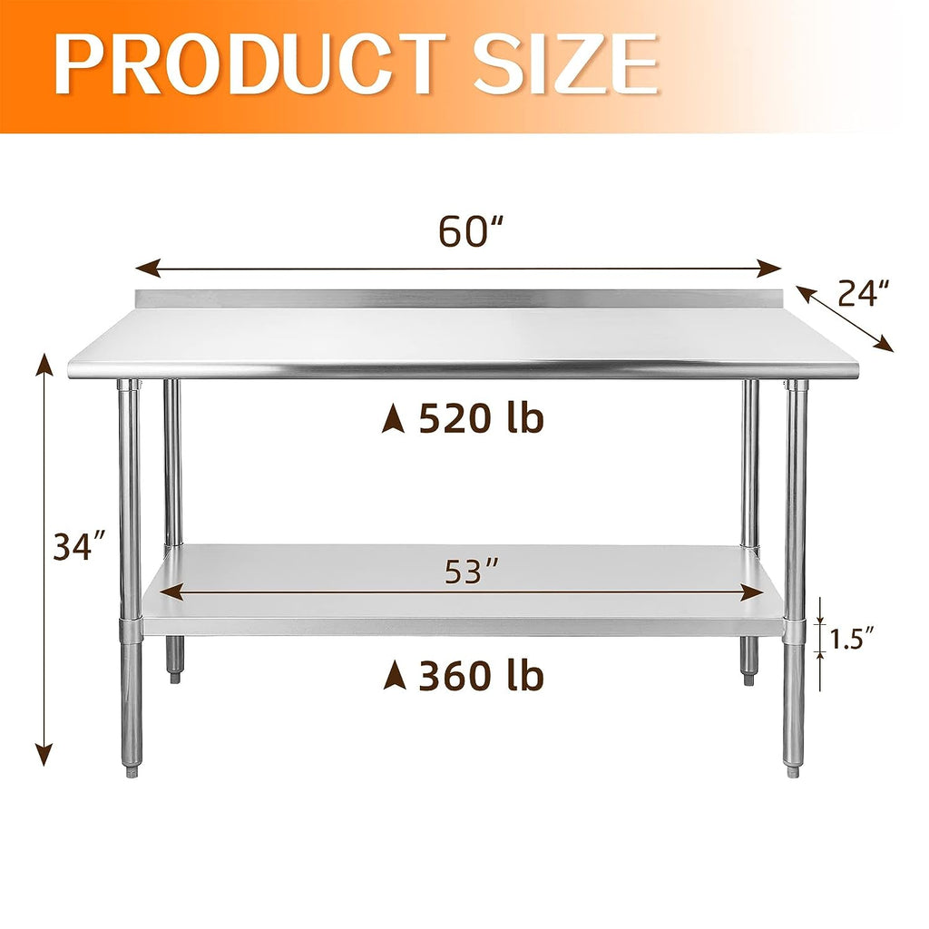 HOCCOT Stainless Steel Table for Prep & Work 24